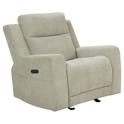 Kennett Chenille Upholstered Power Recliner Chair Ivory - 610153P