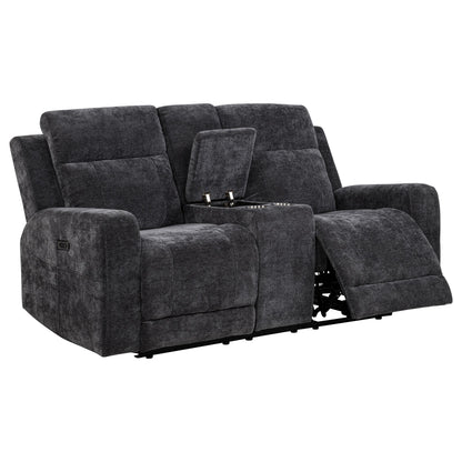 Kennett Chenille Upholstered Power Reclining Loveseat Grey - 610155P