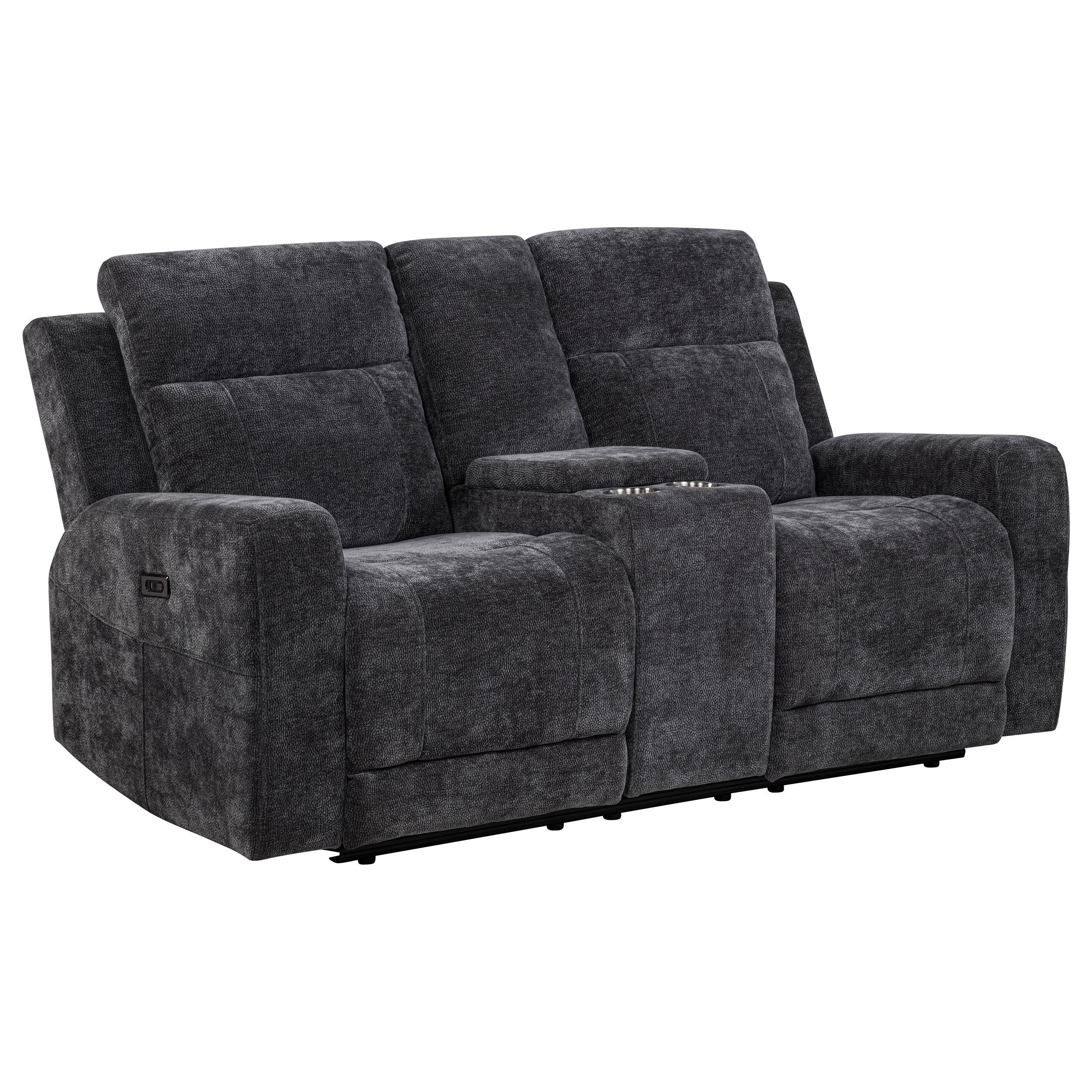 Kennett Chenille Upholstered Power Reclining Loveseat Grey - 610155P