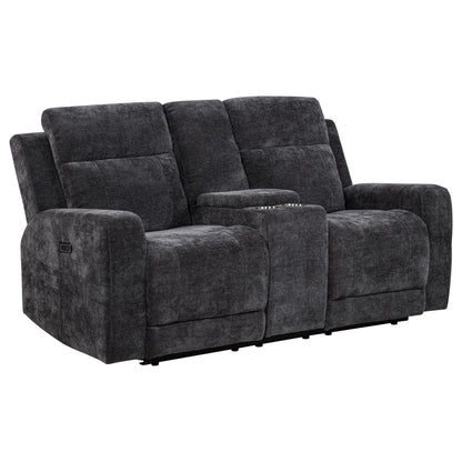 Kennett Chenille Upholstered Power Reclining Loveseat Grey - 610155P