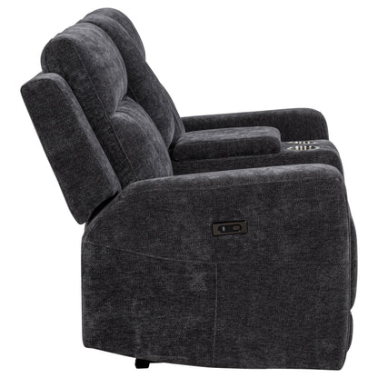 Kennett Chenille Upholstered Power Reclining Loveseat Grey - 610155P
