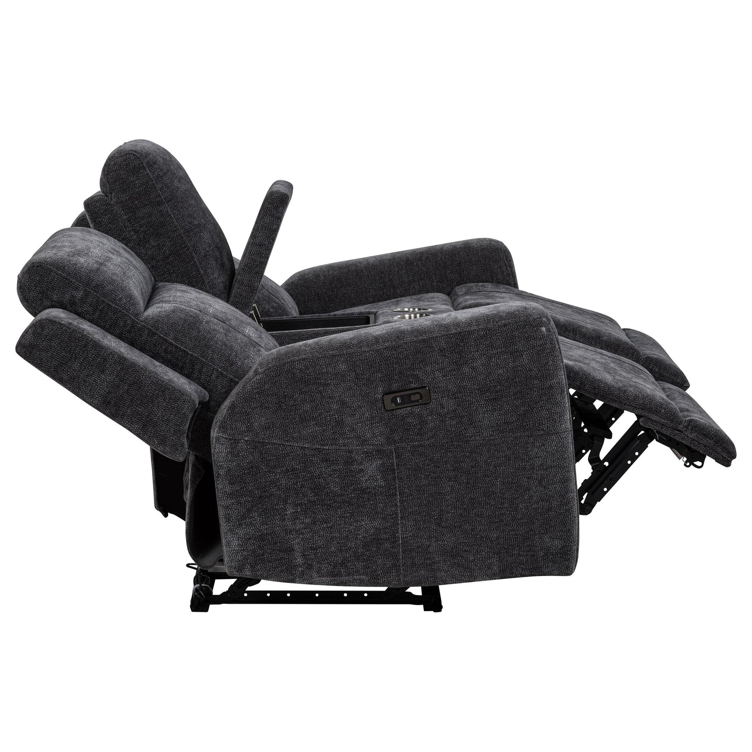 Kennett Chenille Upholstered Power Reclining Loveseat Grey - 610155P