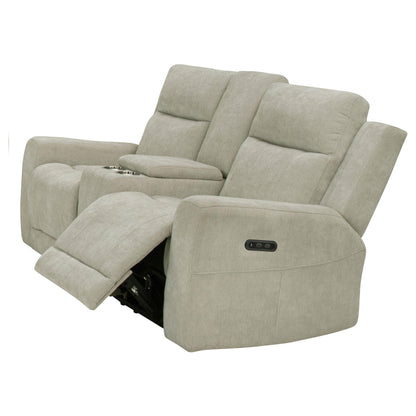 Kennett Chenille Upholstered Power Reclining Loveseat Ivory - 610152P