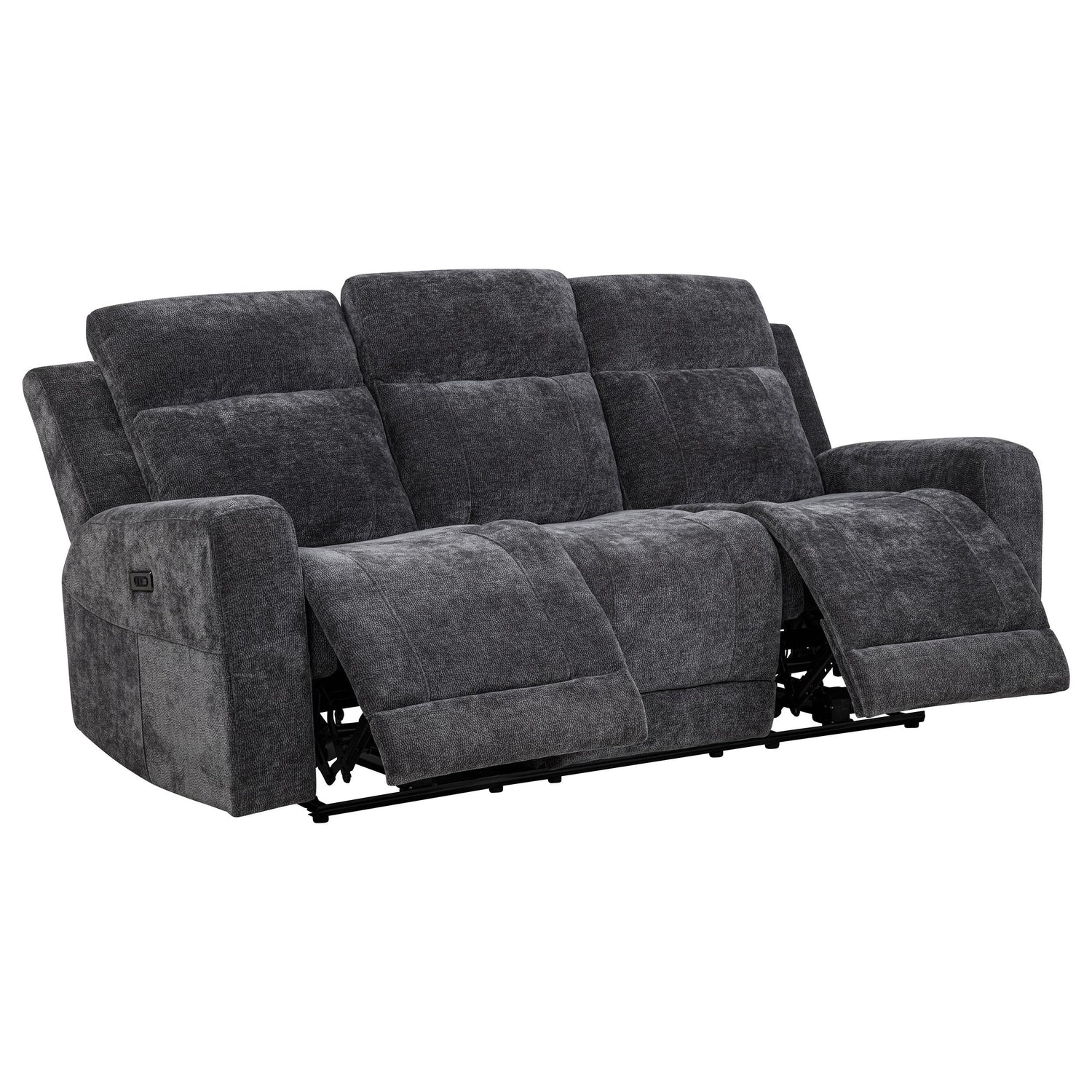 Kennett Chenille Upholstered Power Reclining Sofa Dark Grey - 610154P