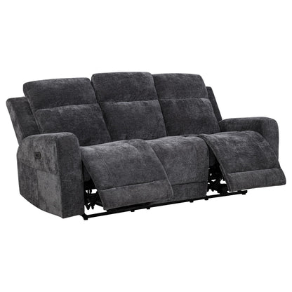 Kennett Chenille Upholstered Power Reclining Sofa Dark Grey - 610154P
