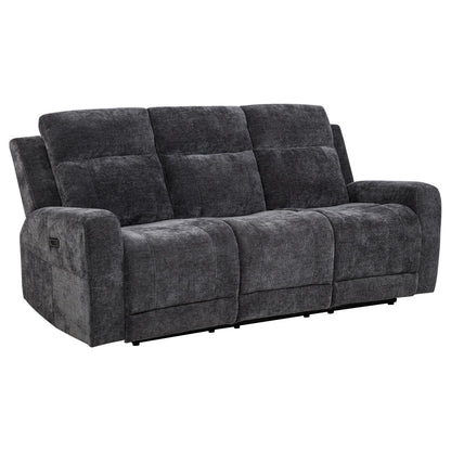 Kennett Chenille Upholstered Power Reclining Sofa Dark Grey - 610154P