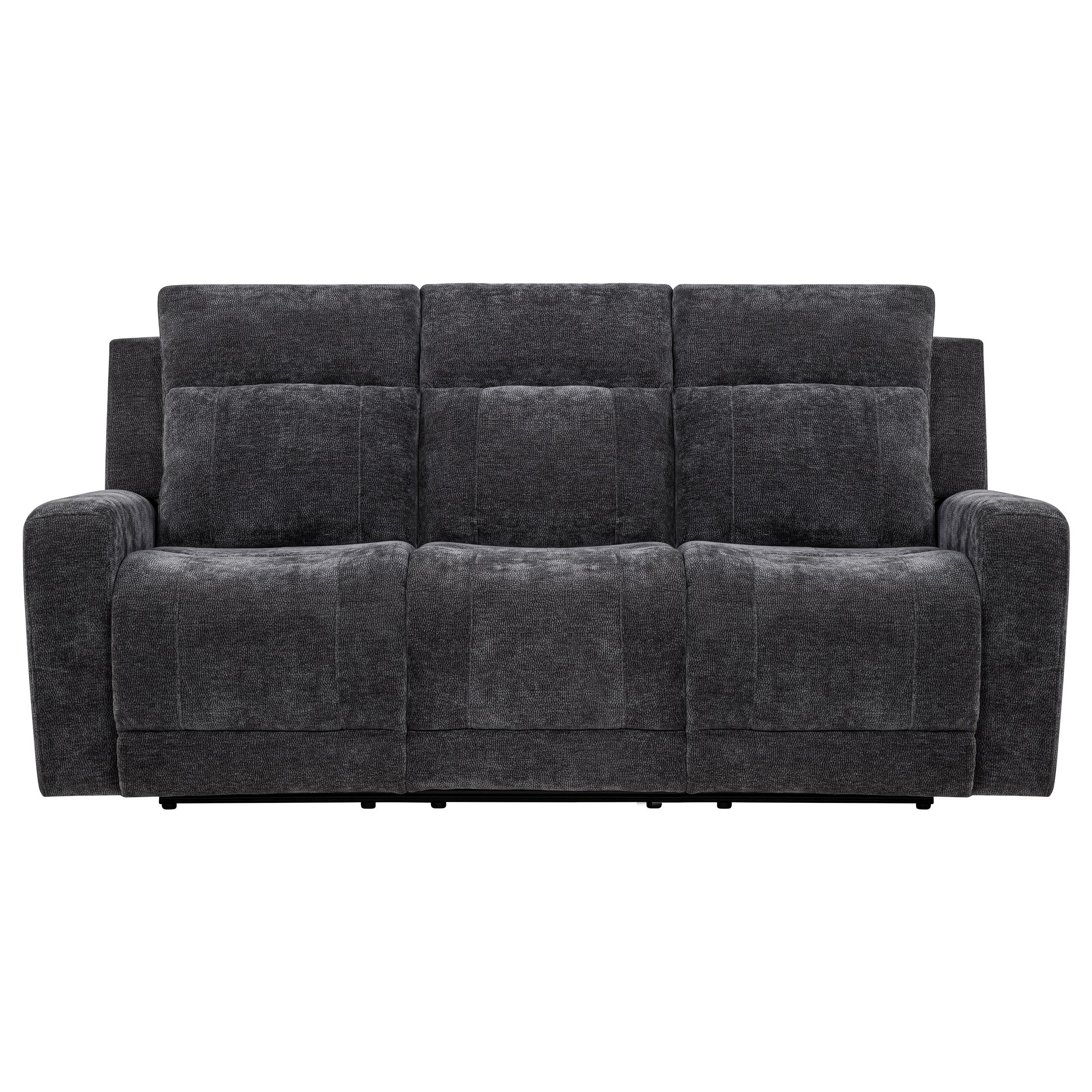 Kennett Chenille Upholstered Power Reclining Sofa Dark Grey - 610154P