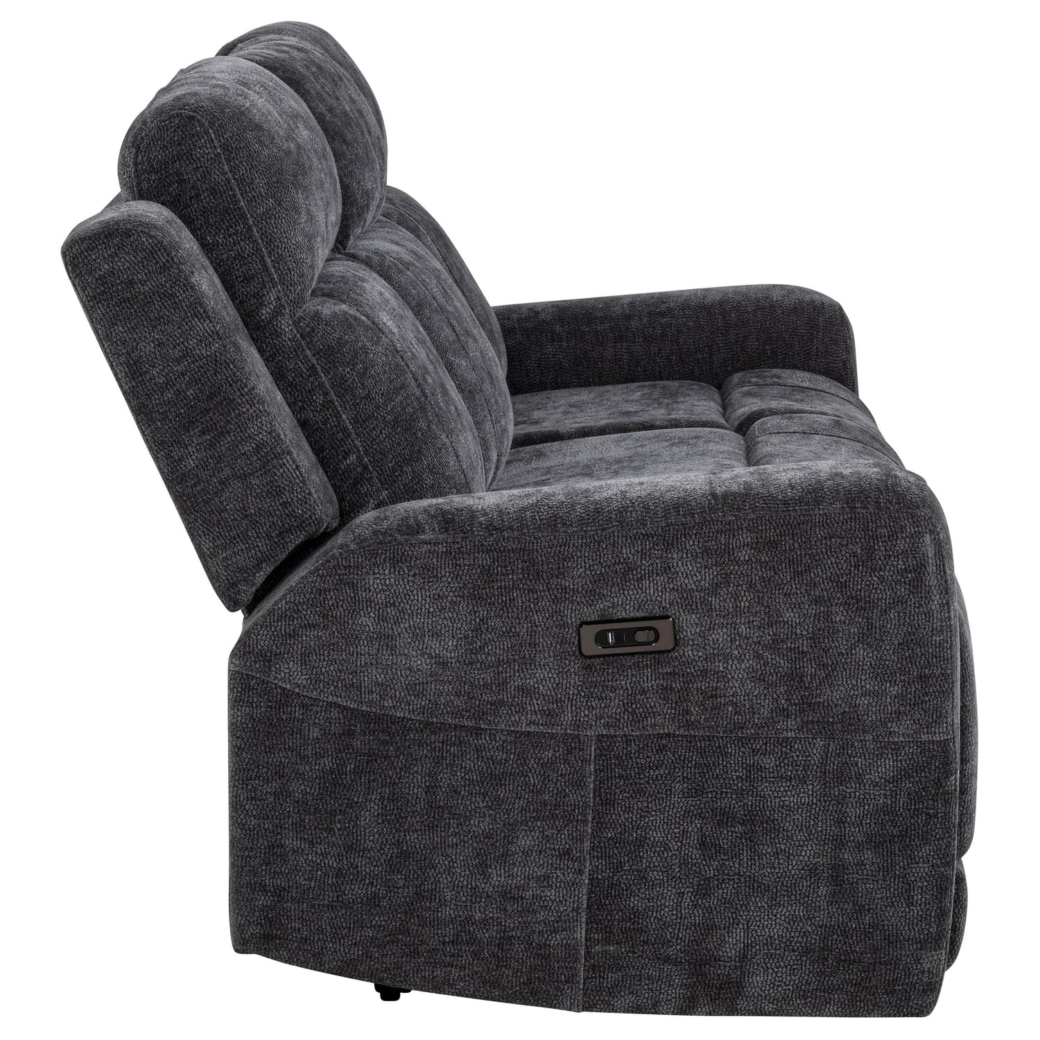 Kennett Chenille Upholstered Power Reclining Sofa Dark Grey - 610154P