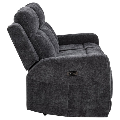 Kennett Chenille Upholstered Power Reclining Sofa Dark Grey - 610154P
