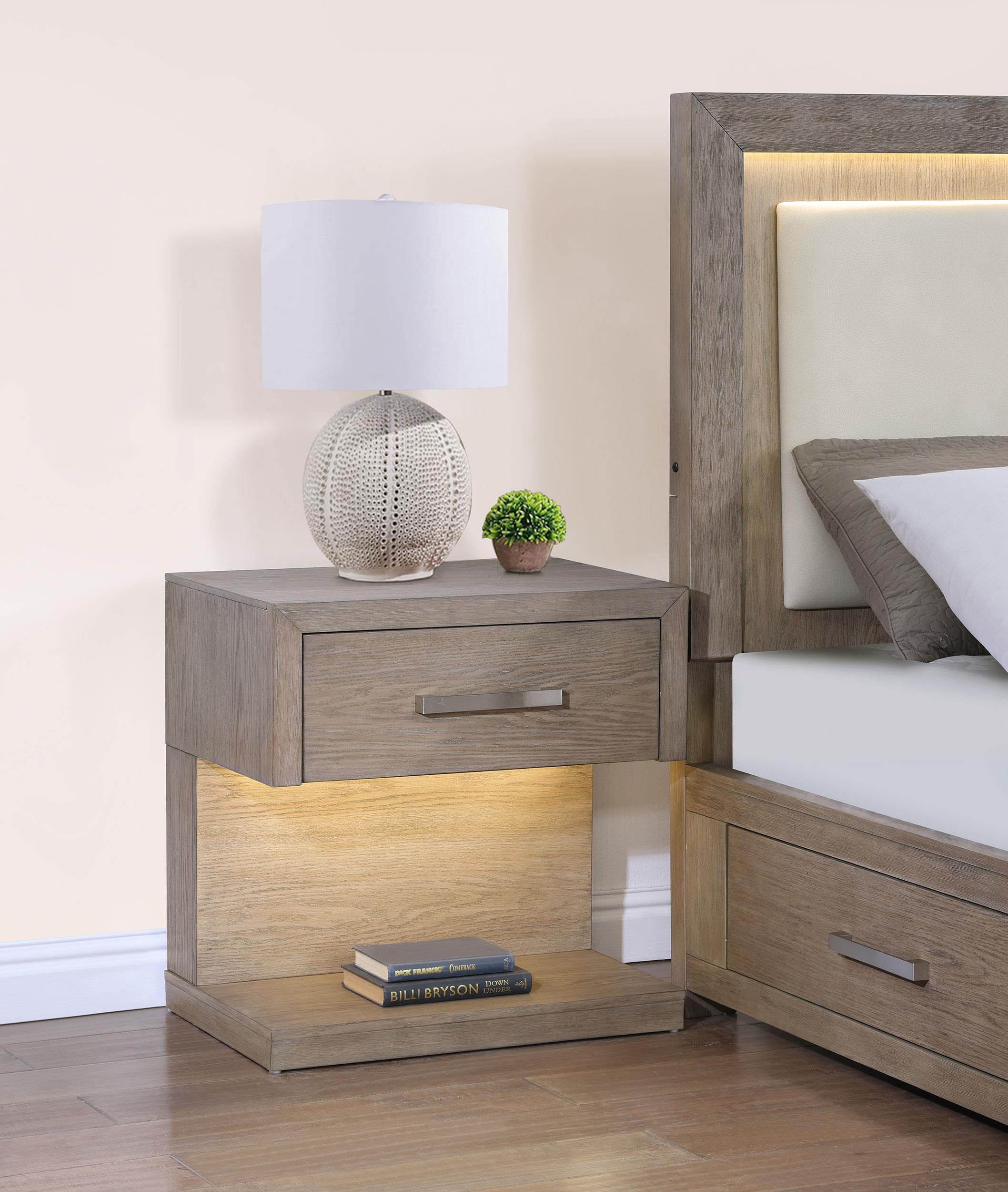 Kenora 1-drawer Nightstand Bedside Table Barley Brown - 224852
