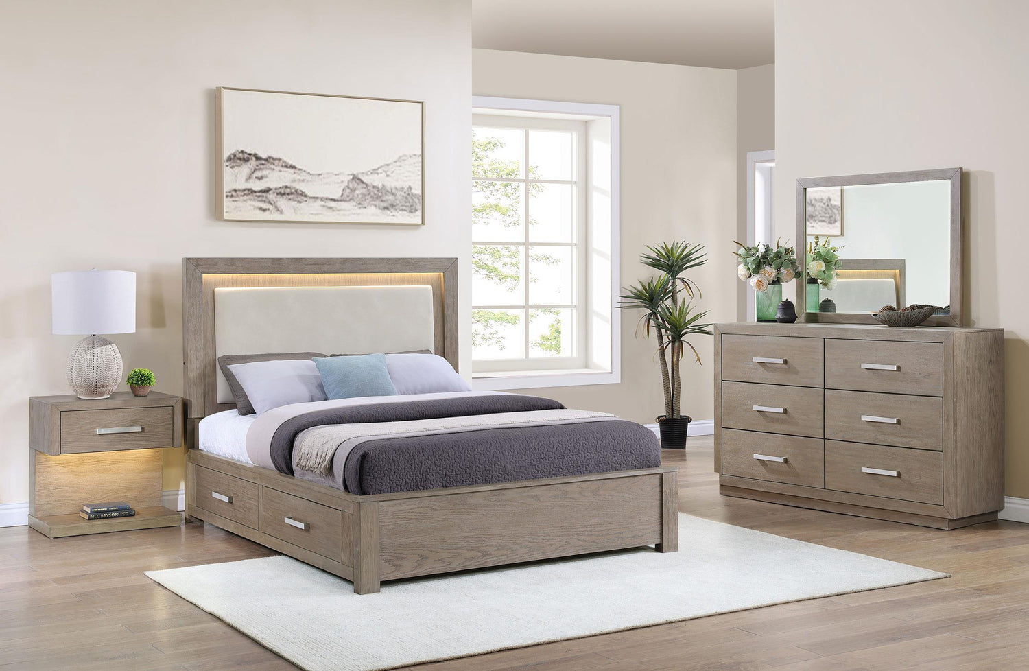 Kenora 4-piece Eastern King Bedroom Set Barley Brown - 224850KE-S4