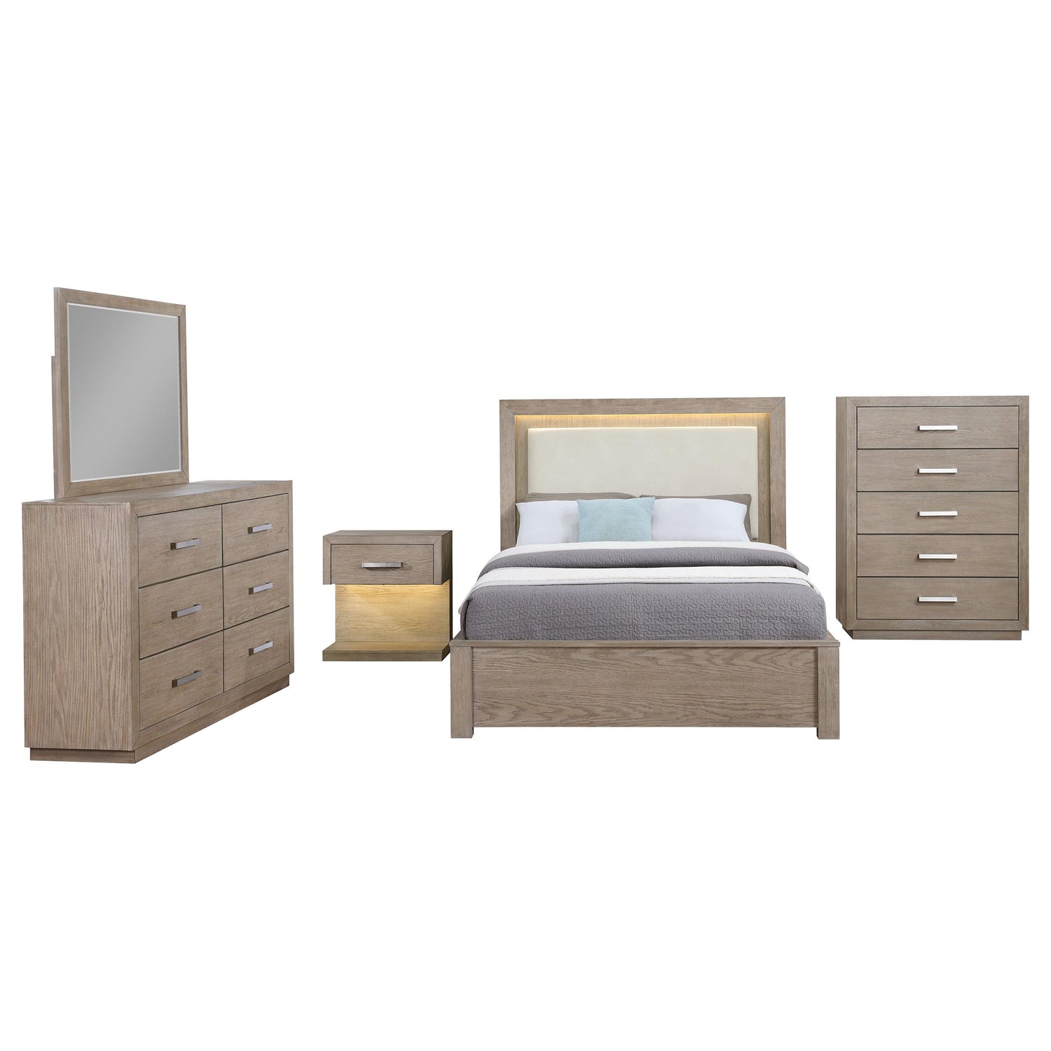 Kenora 5-piece Eastern King Bedroom Set Barley Brown - 224850KE-S5