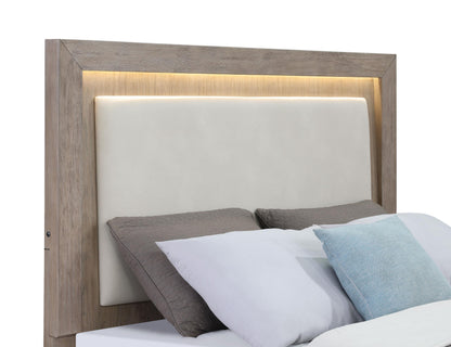 Kenora 56-inch Eastern King LED Storage Bed Barley Brown - 224850KE