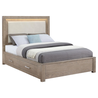 Kenora 56-inch Eastern King LED Storage Bed Barley Brown - 224850KE