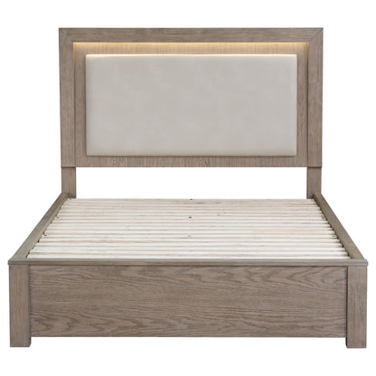 Kenora 56-inch Eastern King LED Storage Bed Barley Brown - 224850KE
