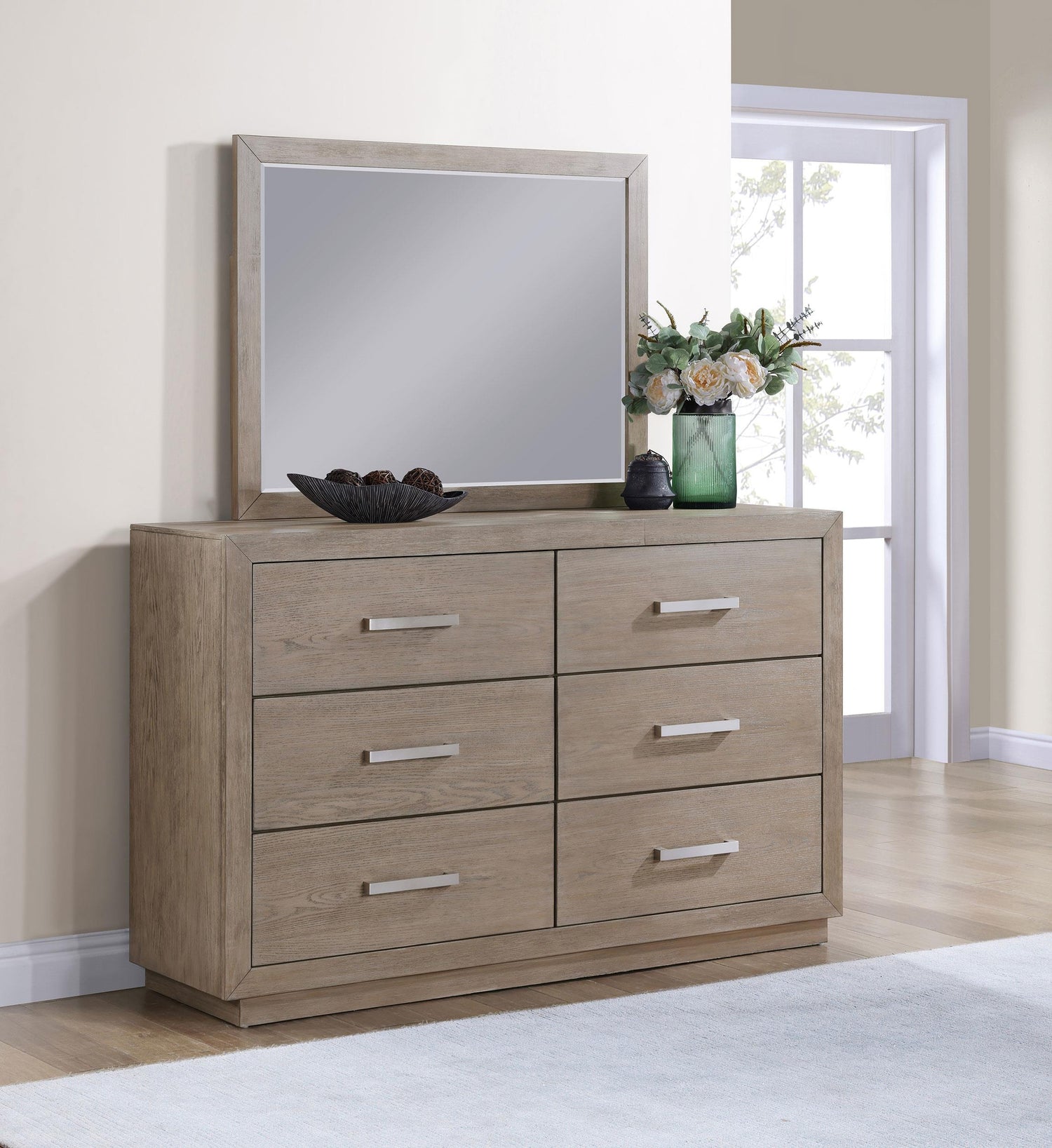 Kenora 6-drawer Dresser and Mirror Barley Brown - 224853M