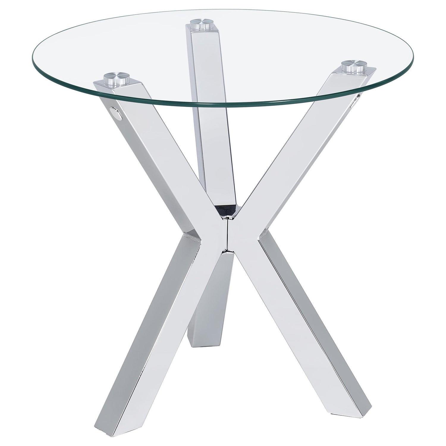 Kenzie 2-piece Round Coffee and End Table Set Chrome - 708128-S2