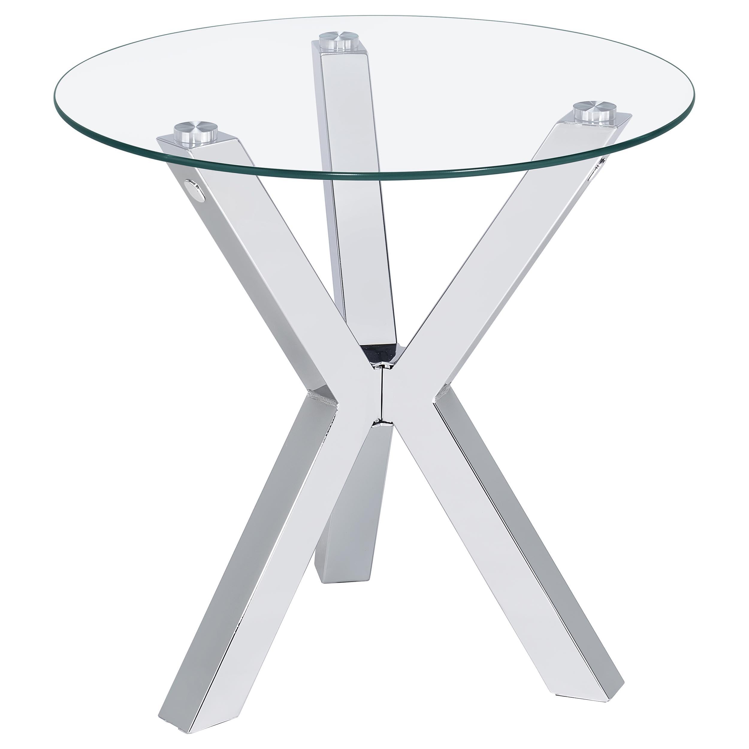Kenzie 2-piece Round Coffee and End Table Set Chrome - 708128-S2