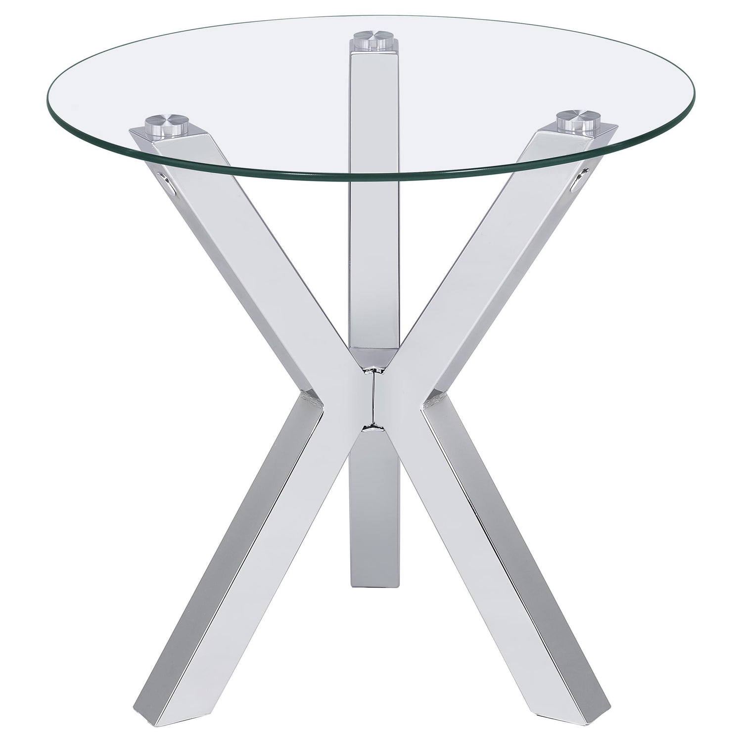 Kenzie 3-piece Round Coffee and End Table Set Chrome - 708128-S3