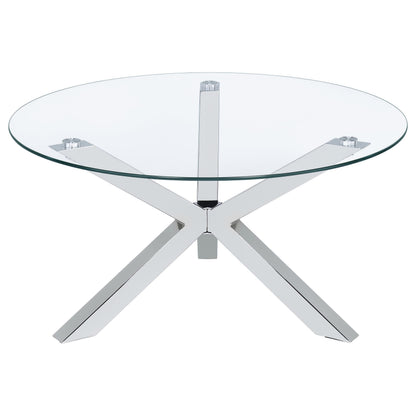 Kenzie 3-piece Round Coffee and End Table Set Chrome - 708128-S3