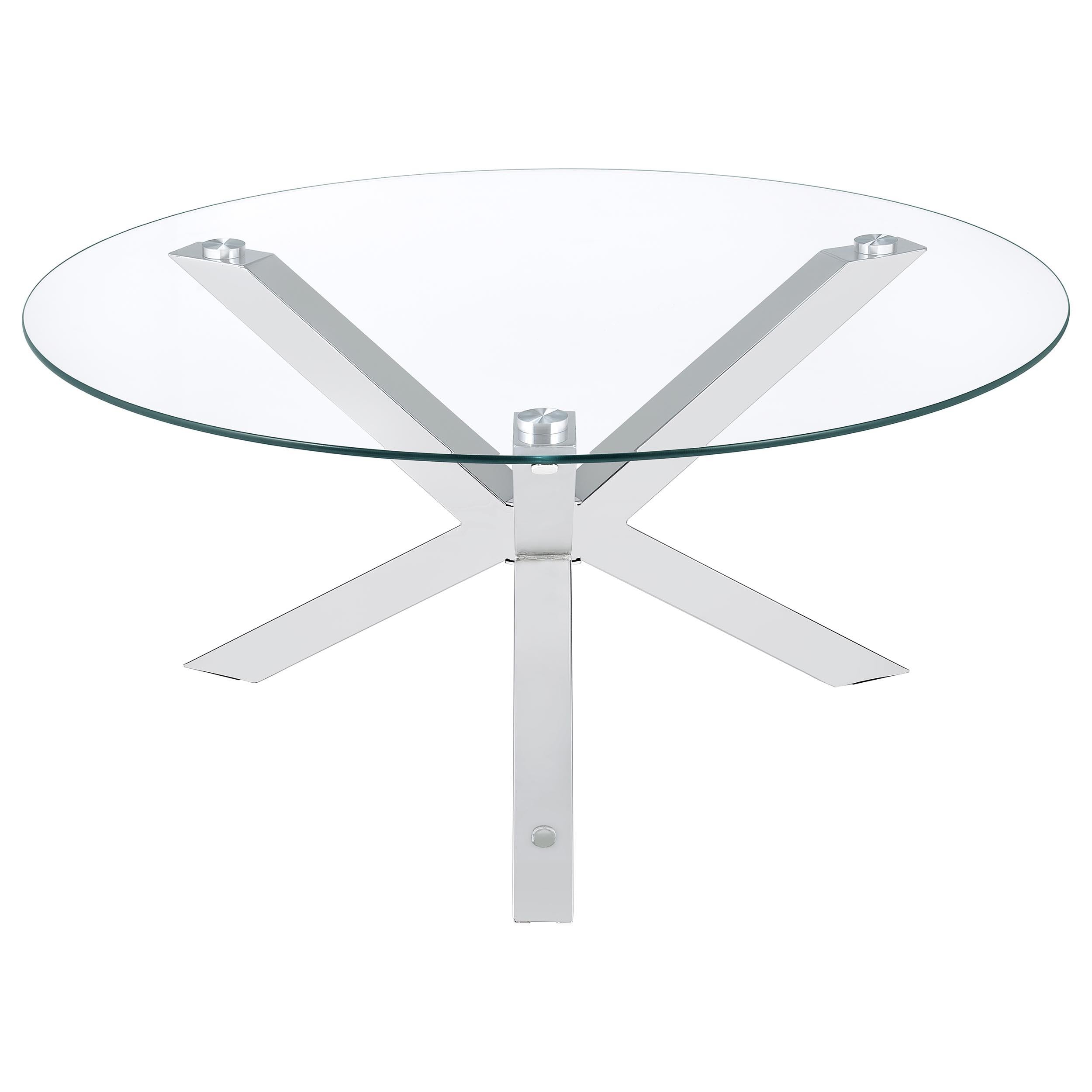 Kenzie 3-piece Round Coffee and End Table Set Chrome - 708128-S3