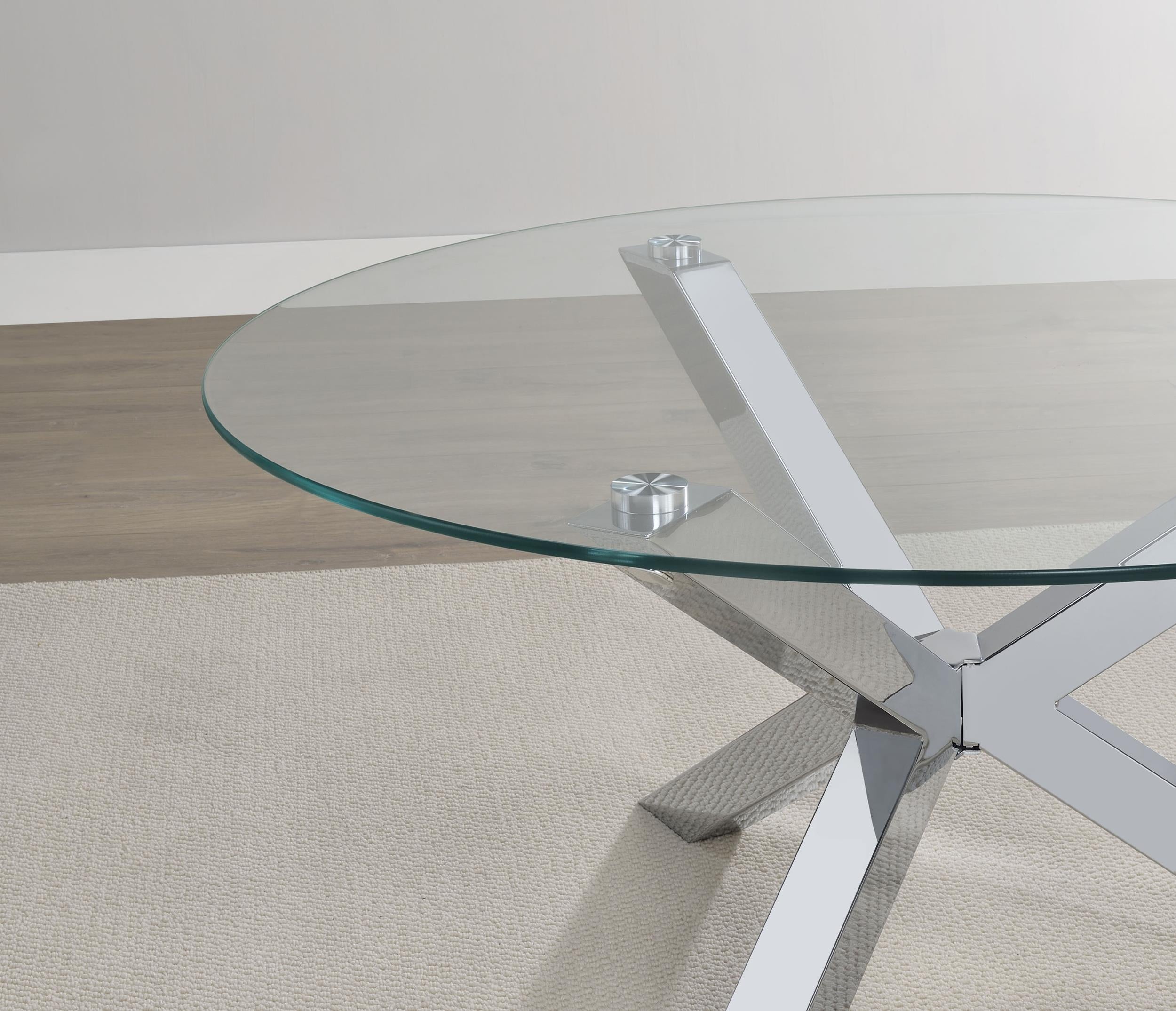 Kenzie 3-piece Round Coffee and End Table Set Chrome - 708128-S3