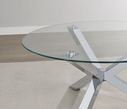 Kenzie 3-piece Round Coffee and End Table Set Chrome - 708128-S3