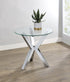 Kenzie Round Tempered Glass Top End Side Table Chrome - 708127