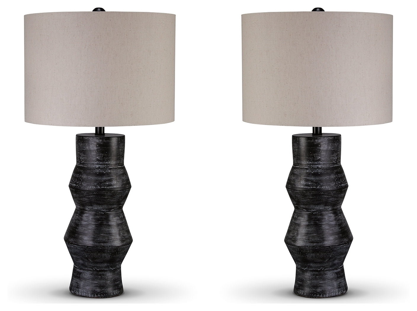 Kerbert 2-Piece Table Lamp Set in Distressed Black - PKG019345