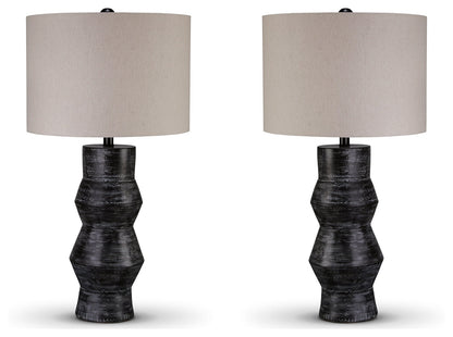 Kerbert 2-Piece Table Lamp Set in Distressed Black - PKG019345