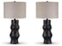 Kerbert 2-Piece Table Lamp Set in Distressed Black - PKG019345