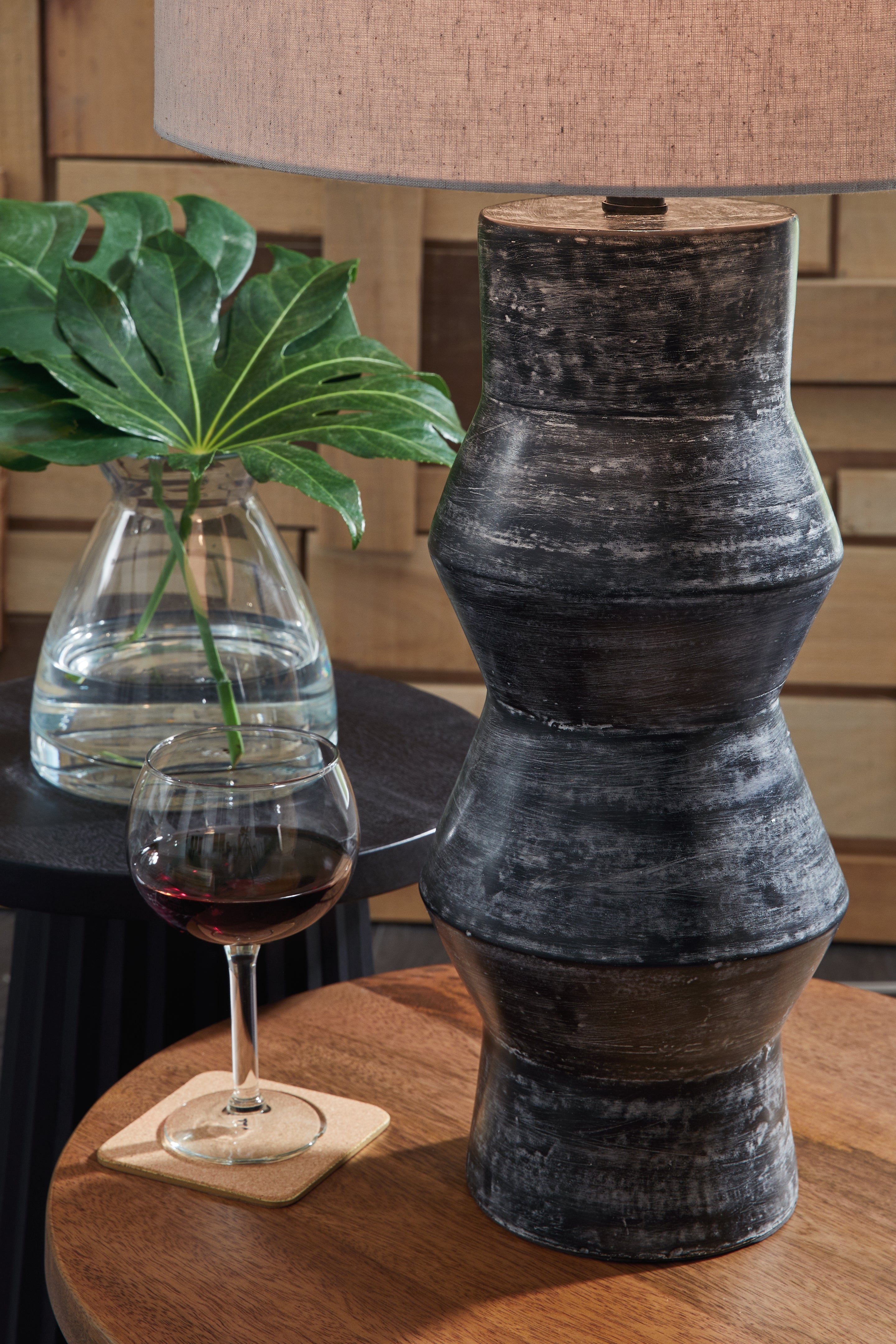 Kerbert Distressed Black Table Lamp - L100824