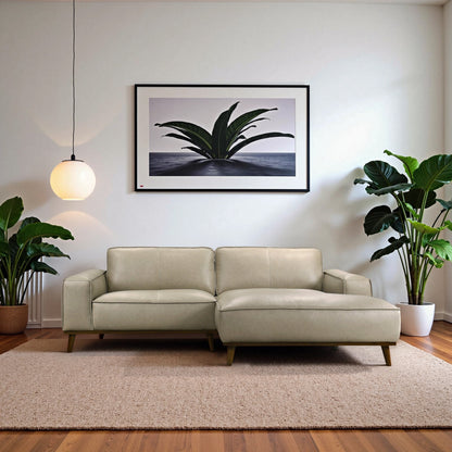 Kerrville Beige Leather Right Sectional Sofa - SEC00403804
