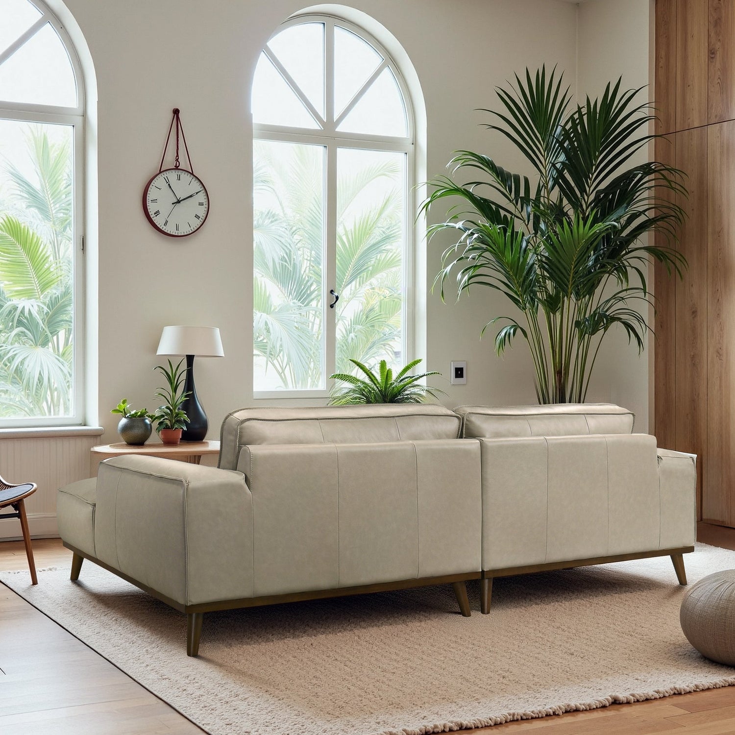 Kerrville Beige Leather Right Sectional Sofa - SEC00403804