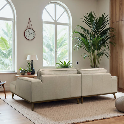 Kerrville Beige Leather Right Sectional Sofa - SEC00403804