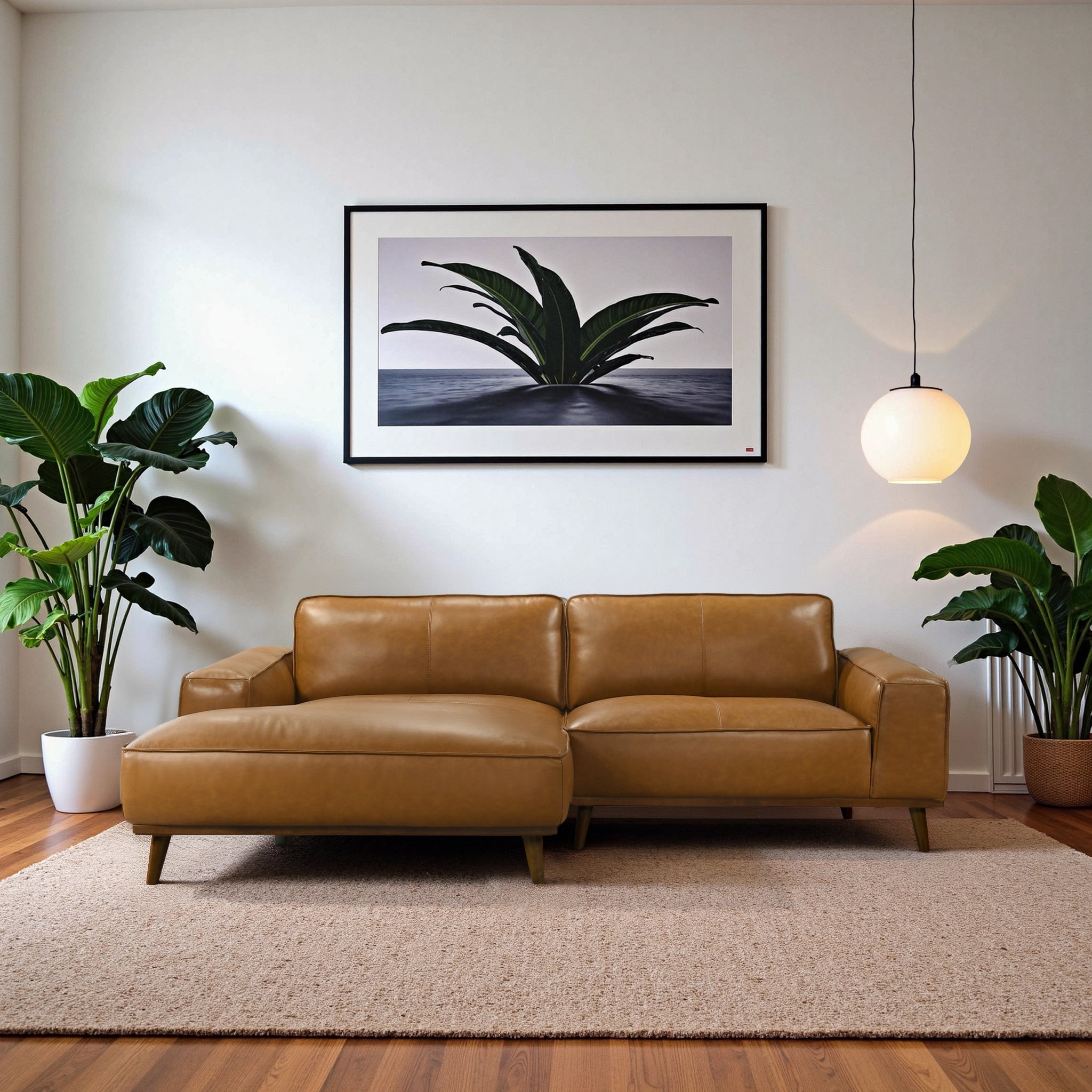 Kerrville Tan Leather Left Sectional Sofa - SEC00403801