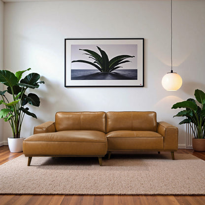 Kerrville Tan Leather Left Sectional Sofa - SEC00403801