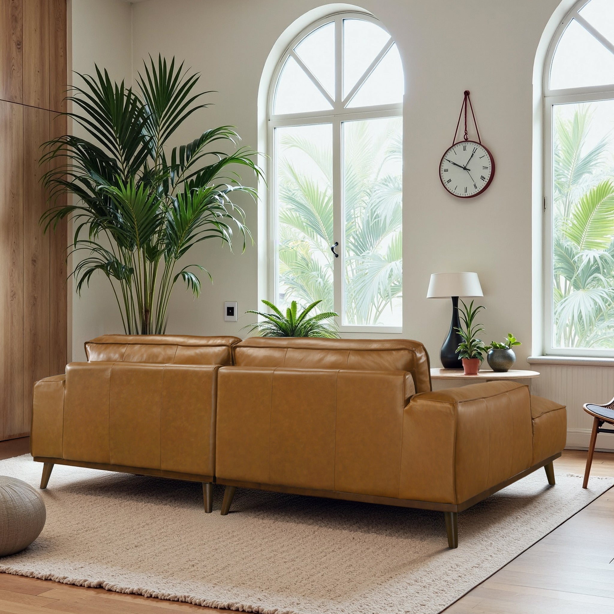 Kerrville Tan Leather Left Sectional Sofa - SEC00403801