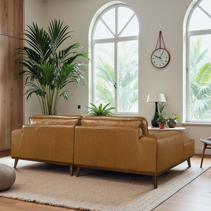Kerrville Tan Leather Left Sectional Sofa - SEC00403801