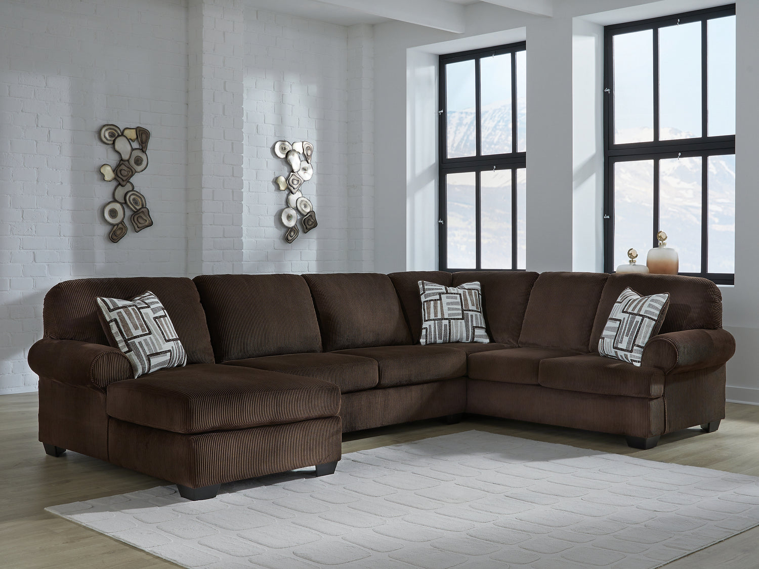 Kimlee Chocolate 3-Piece Sectional with Chaise - PC35603S1