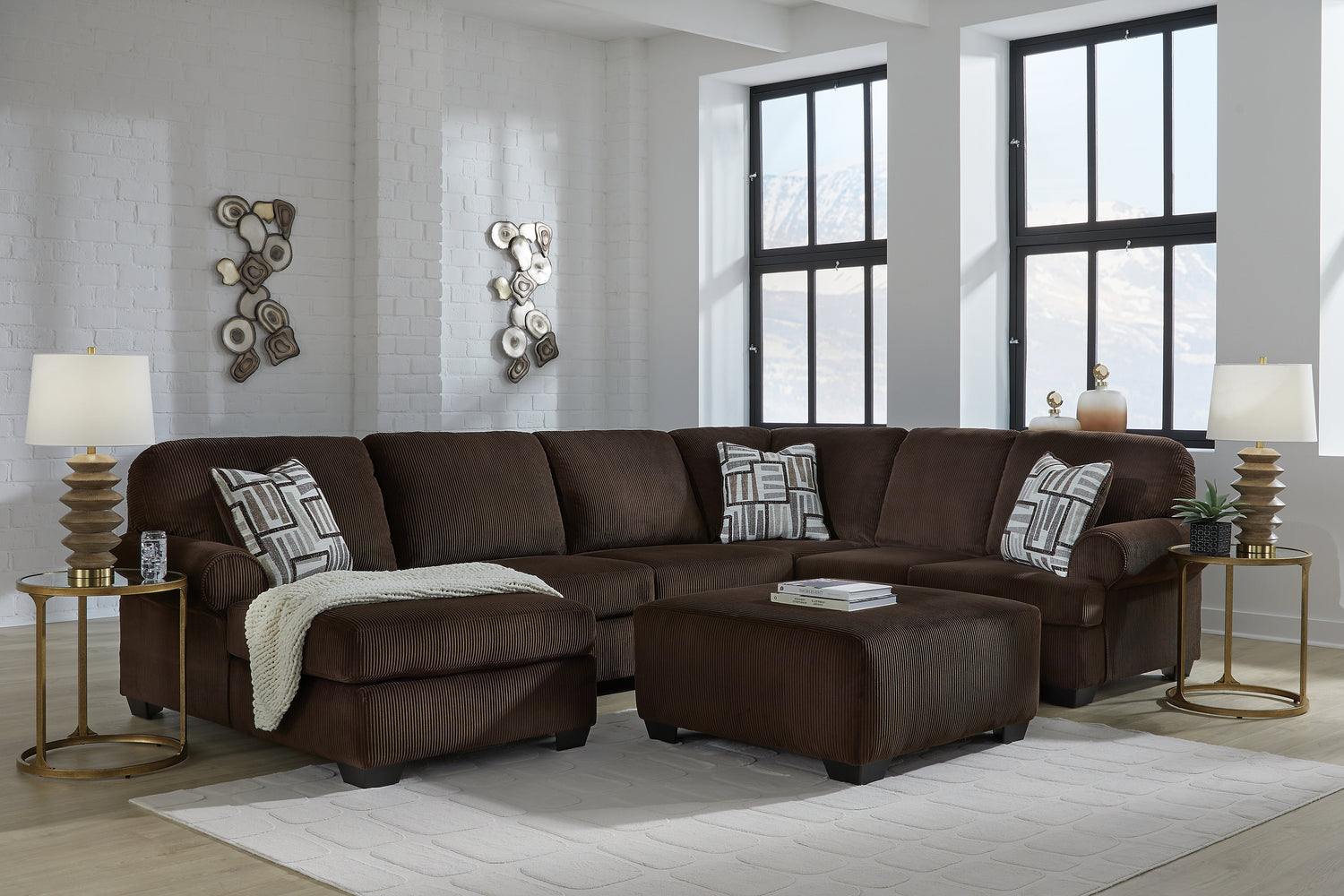 Kimlee Chocolate 3-Piece Sectional with Chaise - PC35603S1