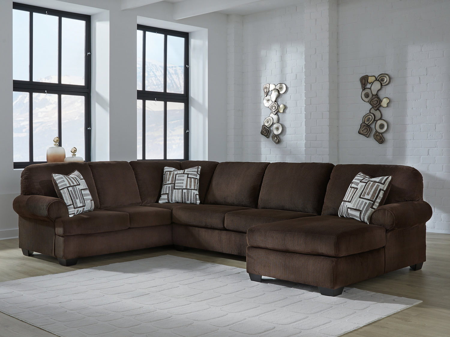 Kimlee Chocolate 3-Piece Sectional with Chaise - PC35603S2