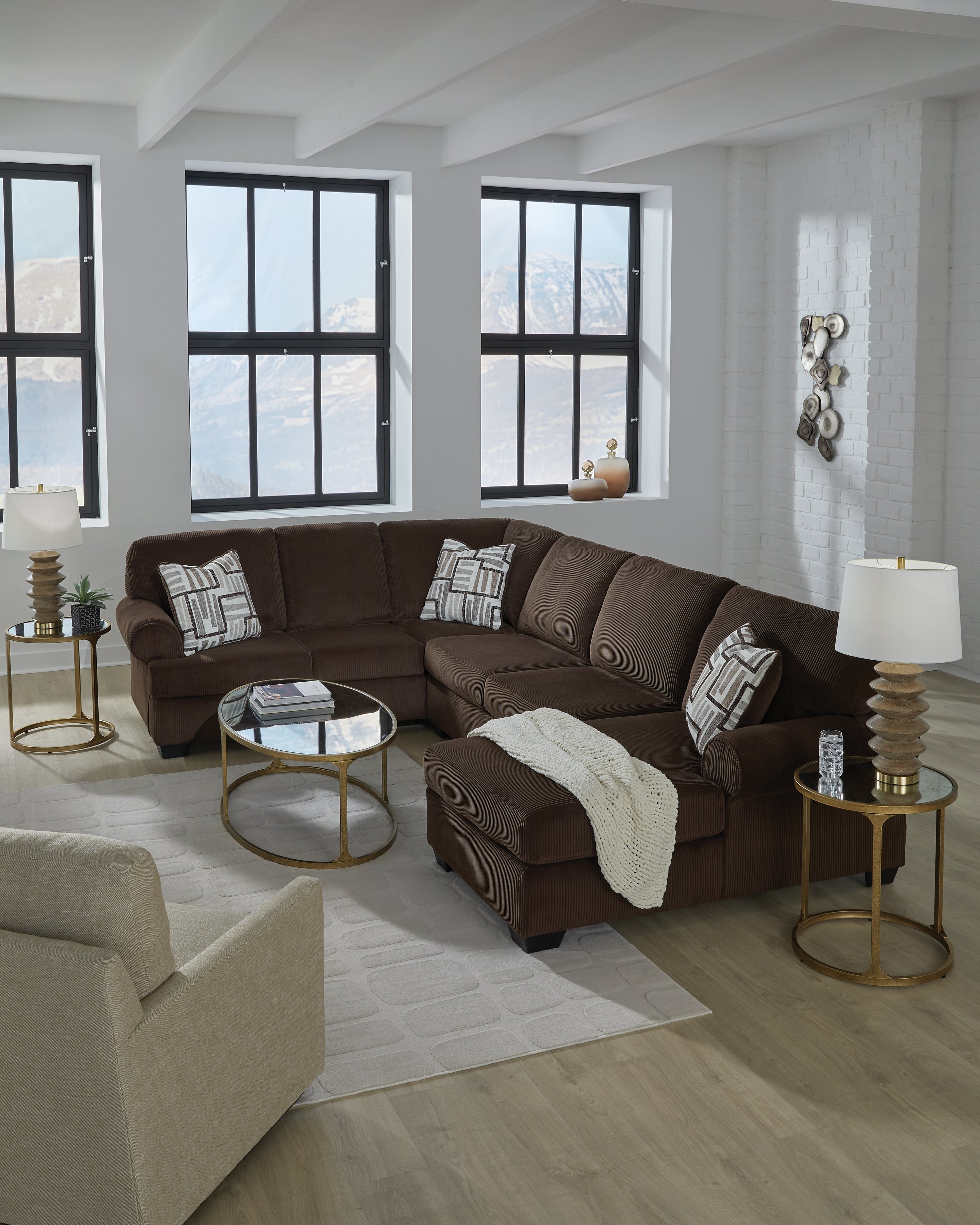 Kimlee Chocolate 3-Piece Sectional with Chaise - PC35603S2