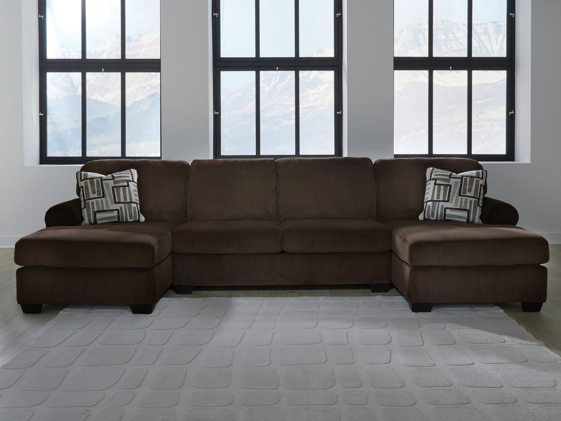 Kimlee Chocolate 3-Piece Sectional with Double Chaise - PC35603S3