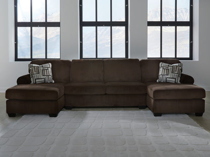 Kimlee Chocolate 3-Piece Sectional with Double Chaise - PC35603S3
