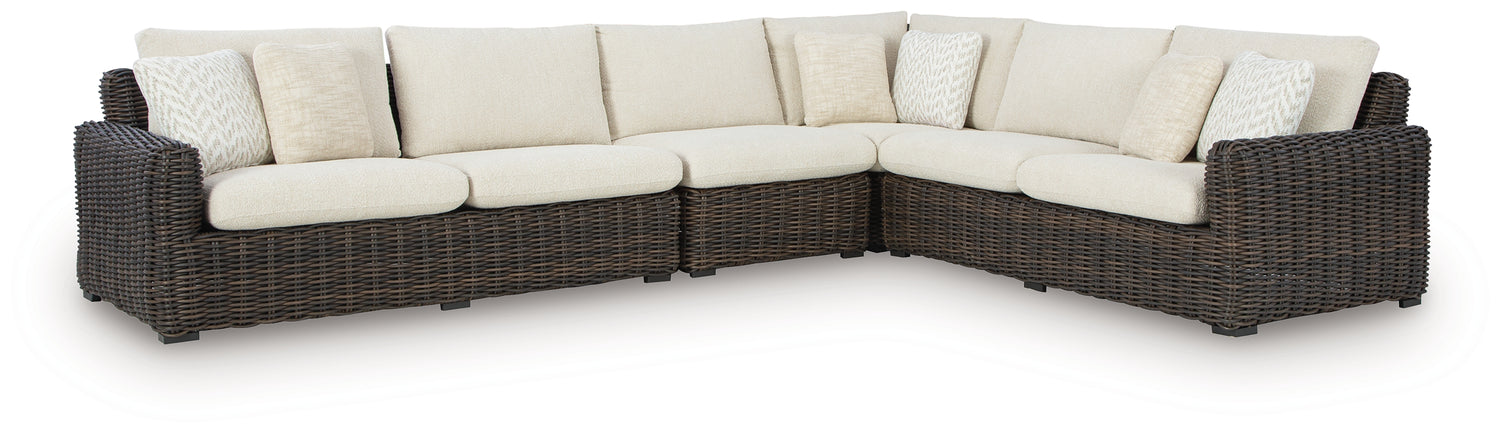 Kimora Beige/Dark Brown 4-Piece Outdoor Sectional - P711P2