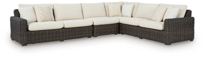 Kimora Beige/Dark Brown 4-Piece Outdoor Sectional - P711P2