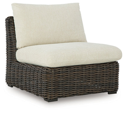 Kimora Beige/Dark Brown Outdoor Armless Chair with Cushion - P711-846