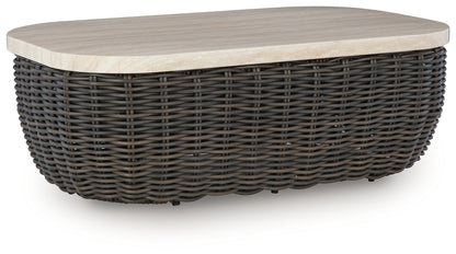 Kimora Beige/Dark Brown Outdoor Coffee Table - P711-701