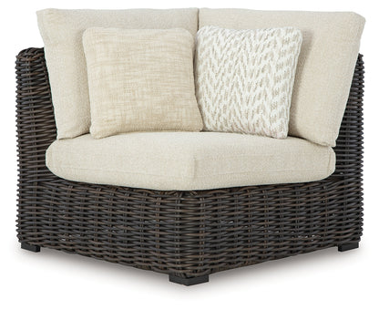 Kimora Beige/Dark Brown Outdoor Corner Chair with Cushion - P711-877